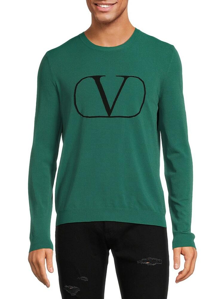 Valentino Men's Logo Crewneck Sweater - Green Cover