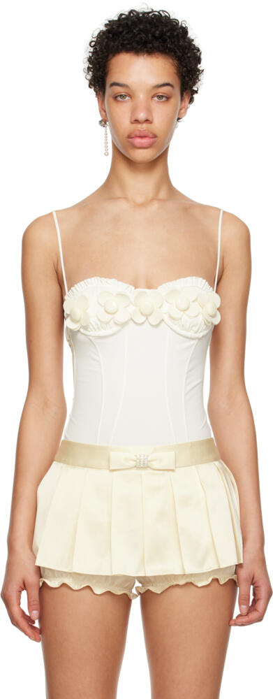 SHUSHU/TONG White Appliqué Bodysuit Cover