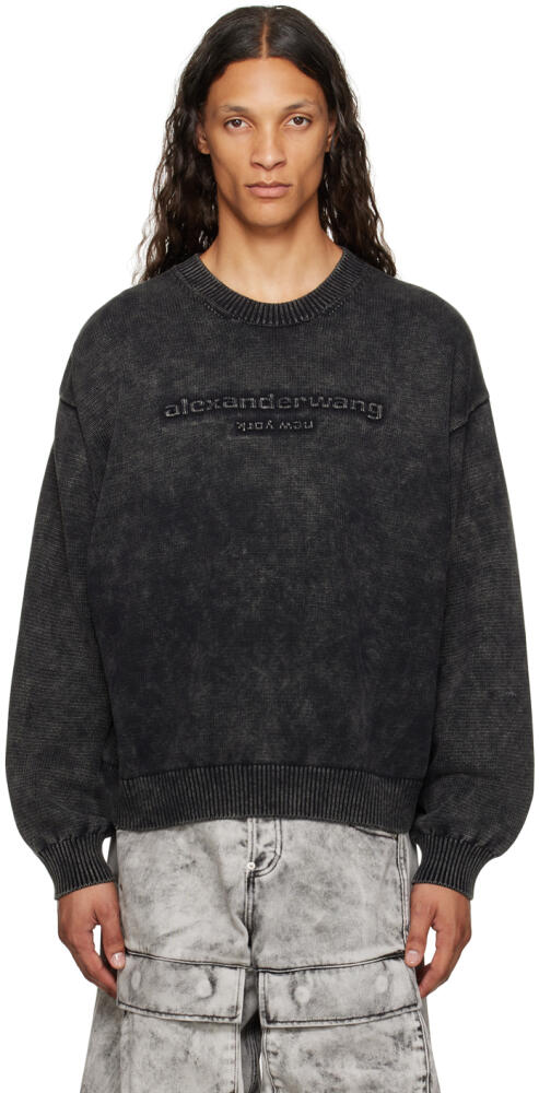 Alexander Wang Black Oversize Logo Sweater Cover