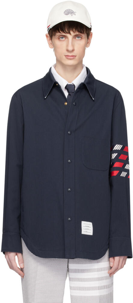 Thom Browne Navy 4-Bar Jacket Cover