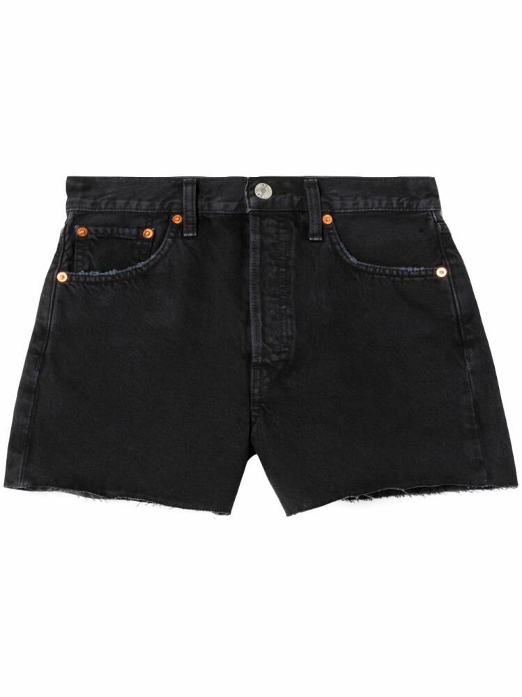 RE/DONE mid-rise washed-denim shorts - Black Cover