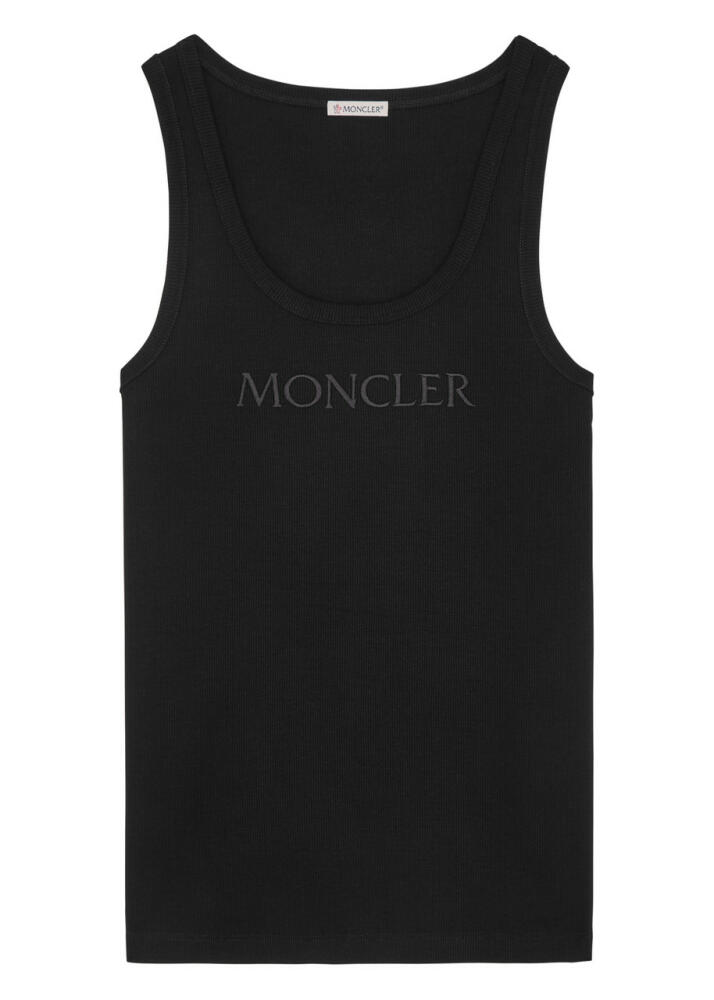 Moncler Logo-embroidered Stretch-cotton Tank - Black Cover