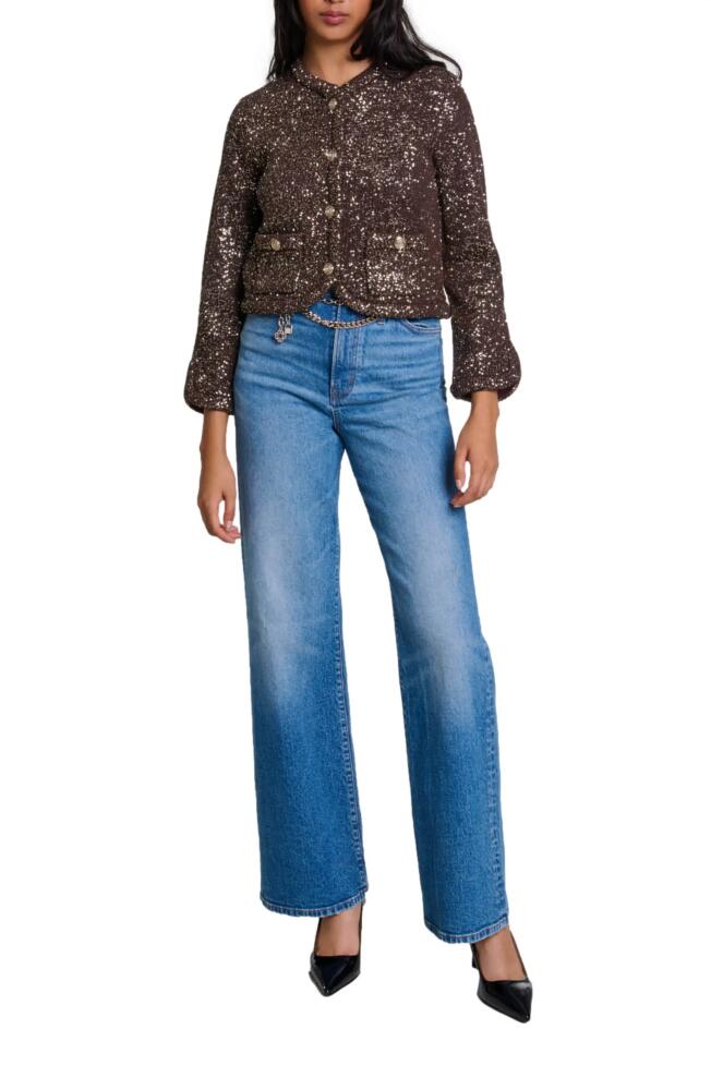 maje Sequinned cardigan in Brown Cover