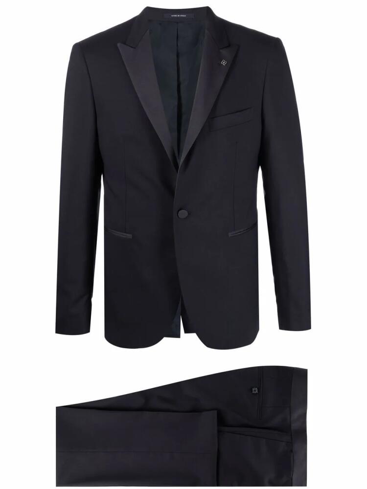 Tagliatore contrast panel slim-fit suit - Blue Cover