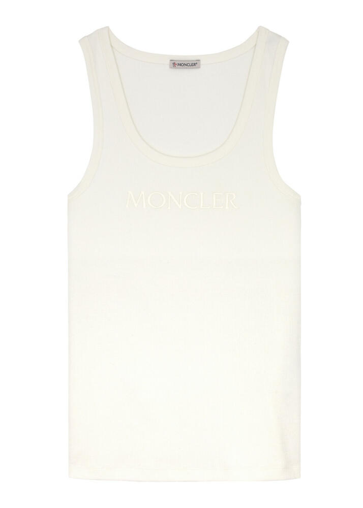 Moncler Logo-embroidered Stretch-cotton Tank - White Cover