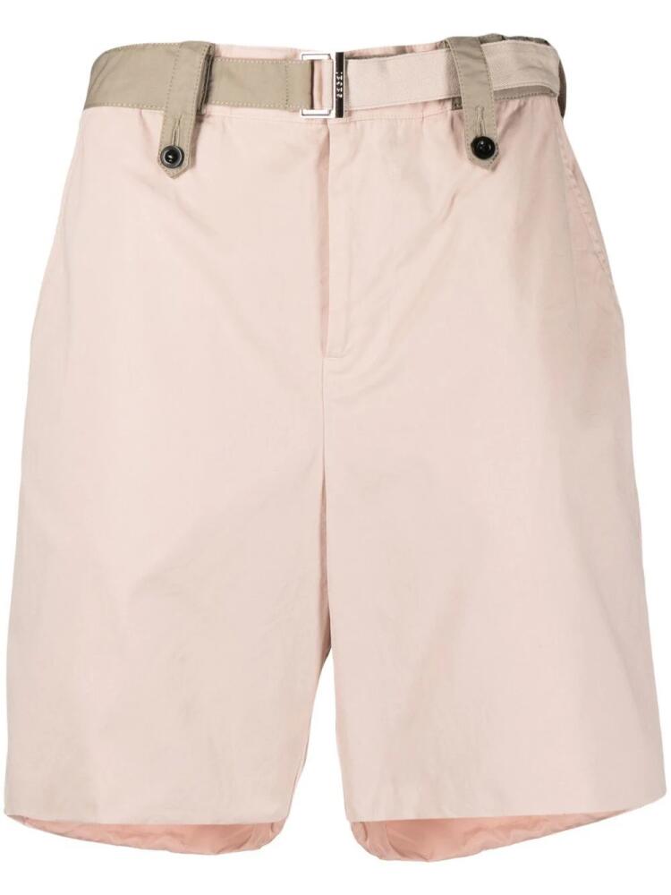 sacai belted-waist bermuda shorts - Pink Cover