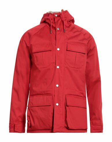 Holubar Man Overcoat & Trench Coat Red Cotton, Polyurethane Cover