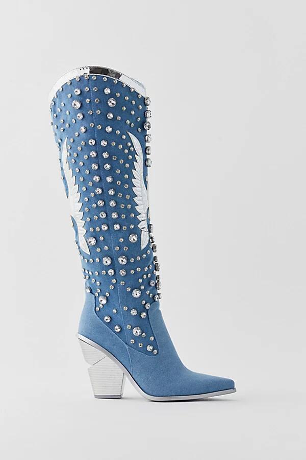 Azalea Wang Upbeat Rhinestone Cowboy Boot in Denim Cover