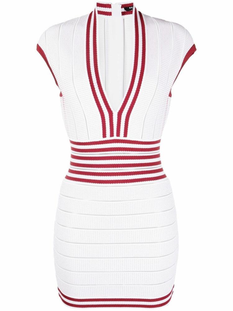 Balmain ribbed-knit bodycon dress - White Cover