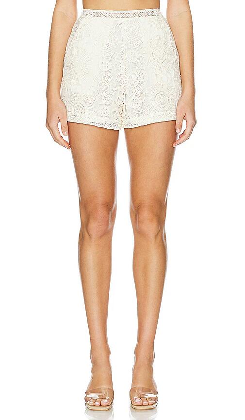 PatBO High Waist Shorts in Ivory Cover