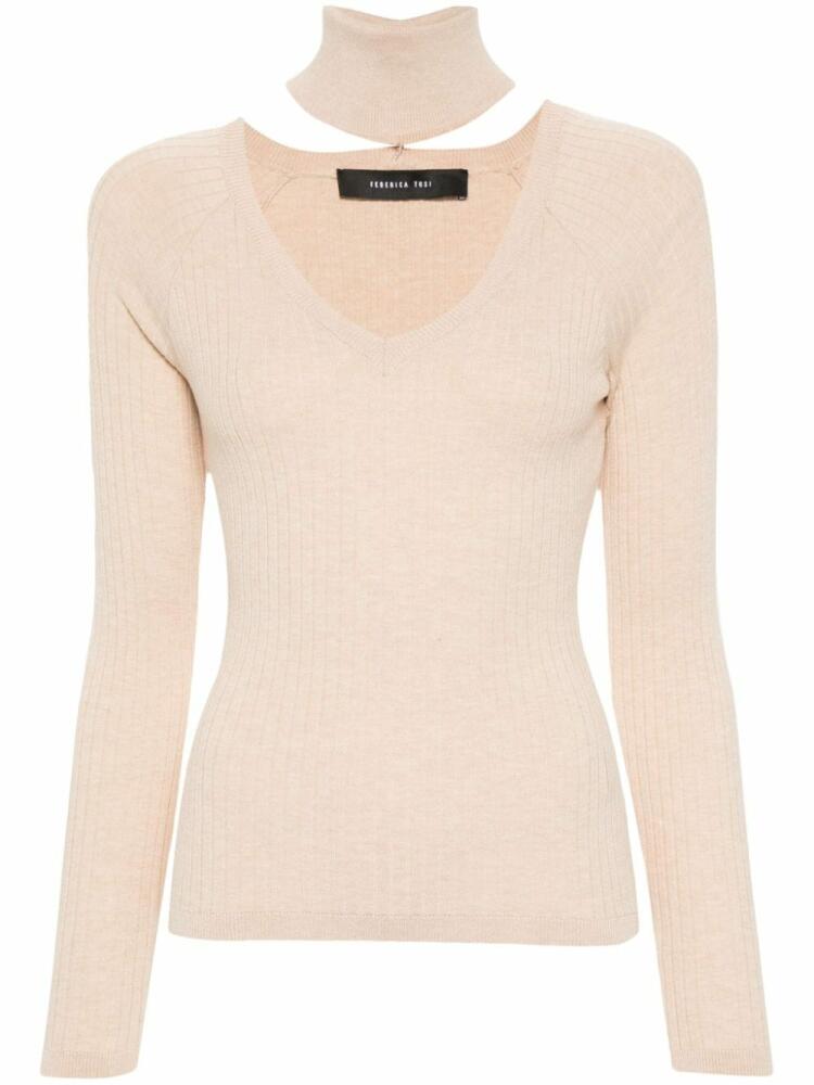 Federica Tosi detachable-turtleneck ribbed sweater - Neutrals Cover