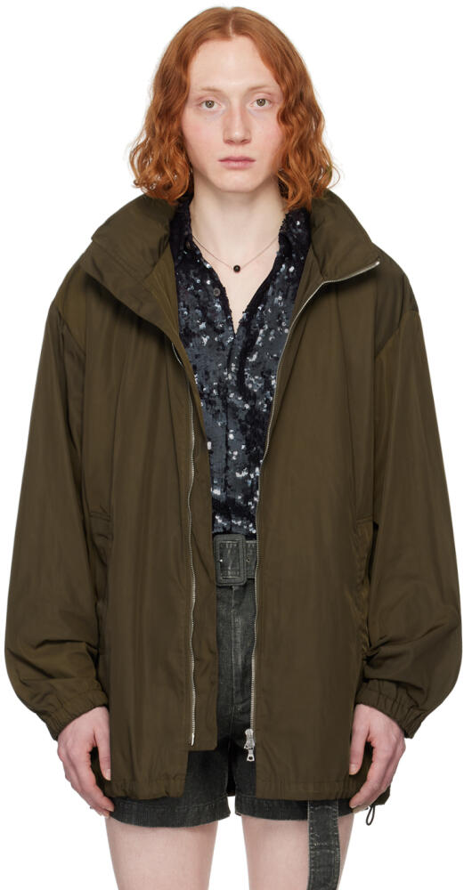 Dries Van Noten Khaki Funnel Neck Jacket Cover