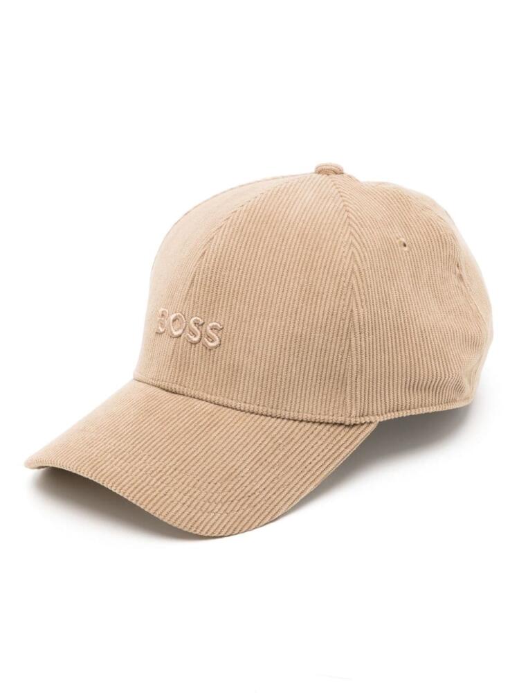 BOSS logo-embroidered corduroy cap - Brown Cover