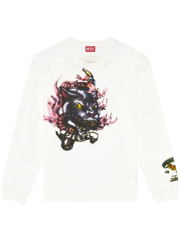 Diesel graphic-print cotton jumper - White Cover