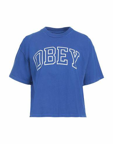 Obey Woman T-shirt Light blue Cotton Cover