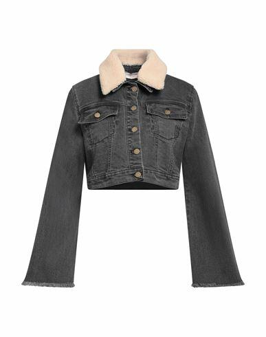 Motel Woman Denim outerwear Black Cotton, Elastane Cover