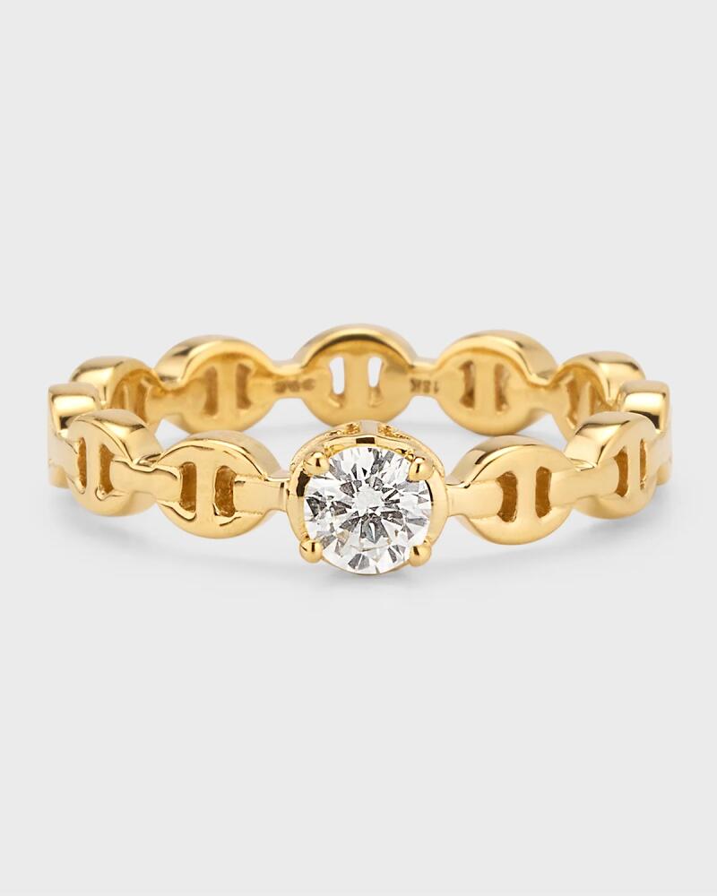 Hoorsenbuhs 18K Yellow Gold Micro Tri-Link Ring with Diamond, Size 6 Cover