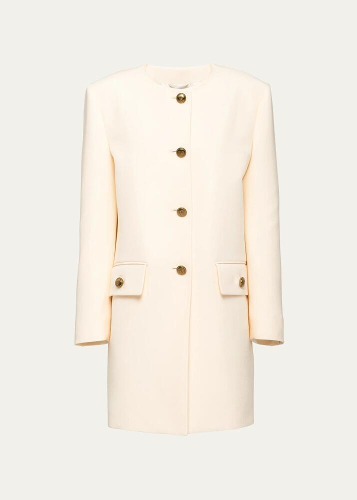 Prada Single-Breasted Tricotine Coat Cover