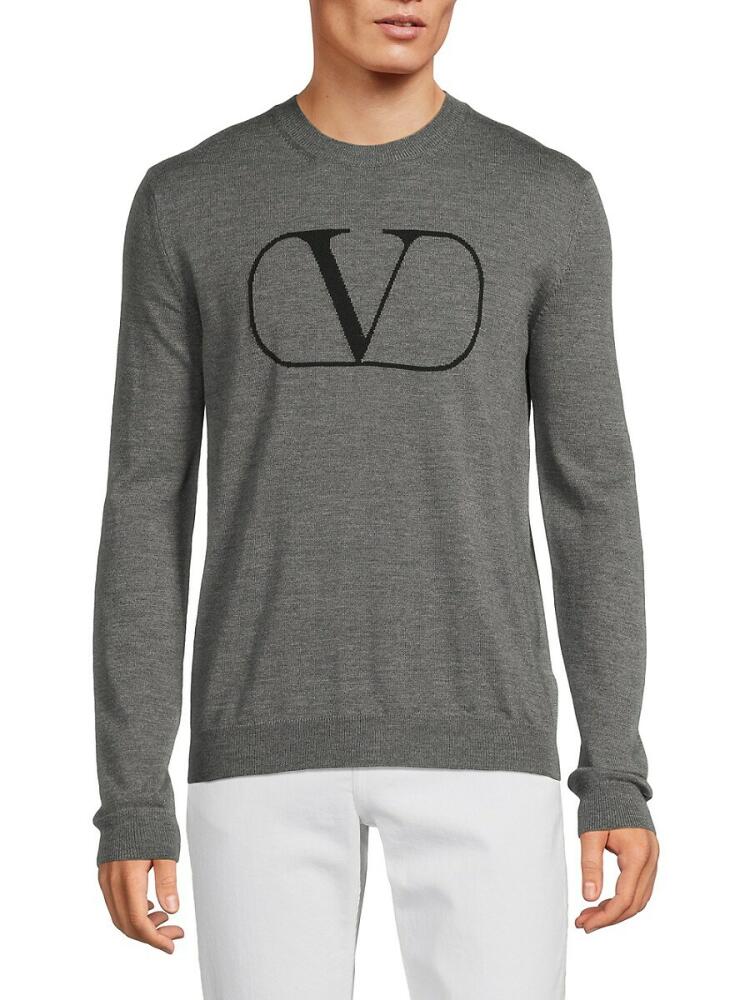 Valentino Men's Logo Wool Sweater - Grey Cover