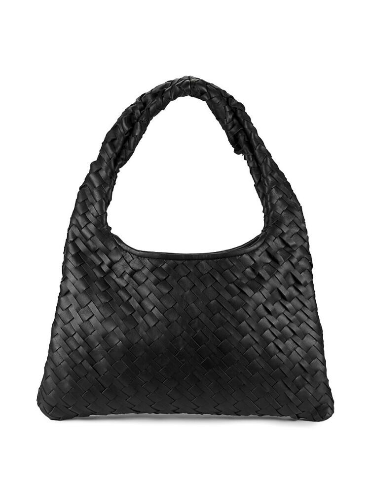 Walter Baker Women's Mini Haven Metallic Woven Leather Top Handle Bag - Silver Cover