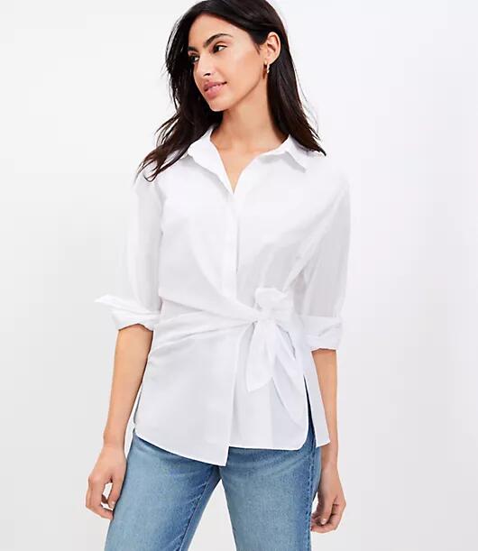 Loft Petite Poplin Wrap Shirt Cover