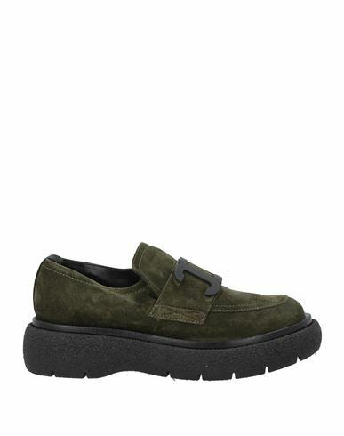 Carmens Woman Loafers Military green Leather Cover