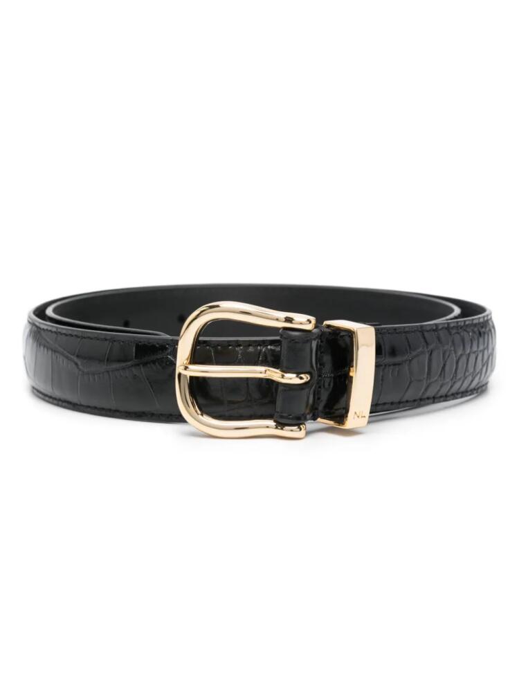 Nili Lotan crocodile-effect patent-leather belt - Black Cover