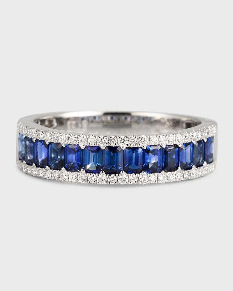 David Kord 18K White Gold Ring with Blue Sapphires and Diamonds, Size 6.5 Cover