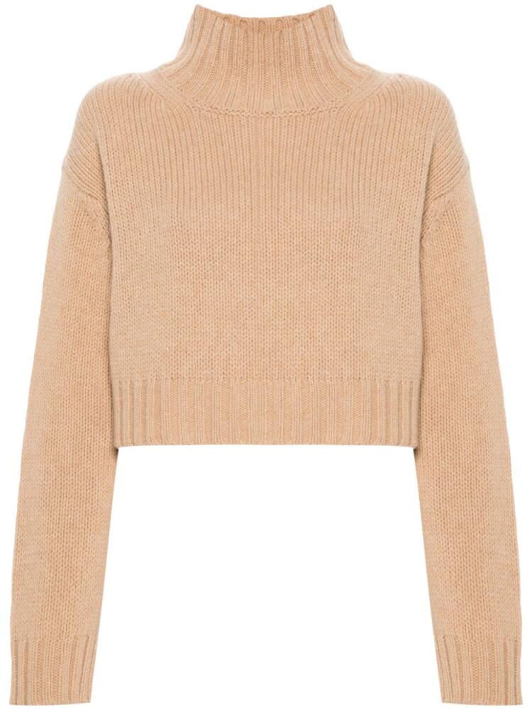 Nuur chevron-knit merino cashmere blend jumper - Neutrals Cover