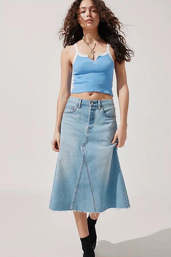 Levi's Deconstructed High Rise A-Line Midi Skirt in Rinsed Denim Cover