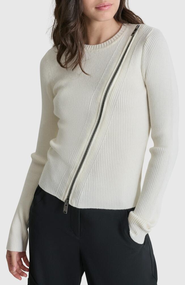 DKNY Asymmetric Zip Detail Sweater in Ivory Cover