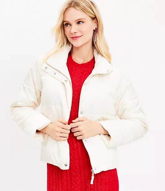 Loft Petite Sateen Puffer Jacket Cover