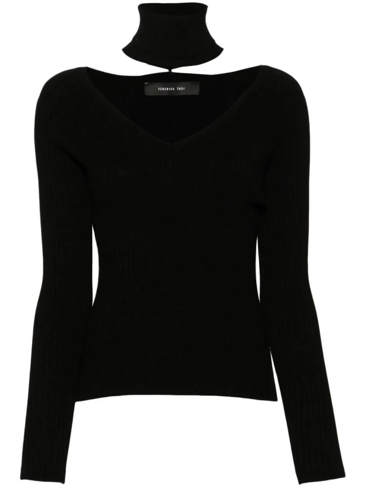 Federica Tosi detachable-turtleneck ribbed sweater - Black Cover