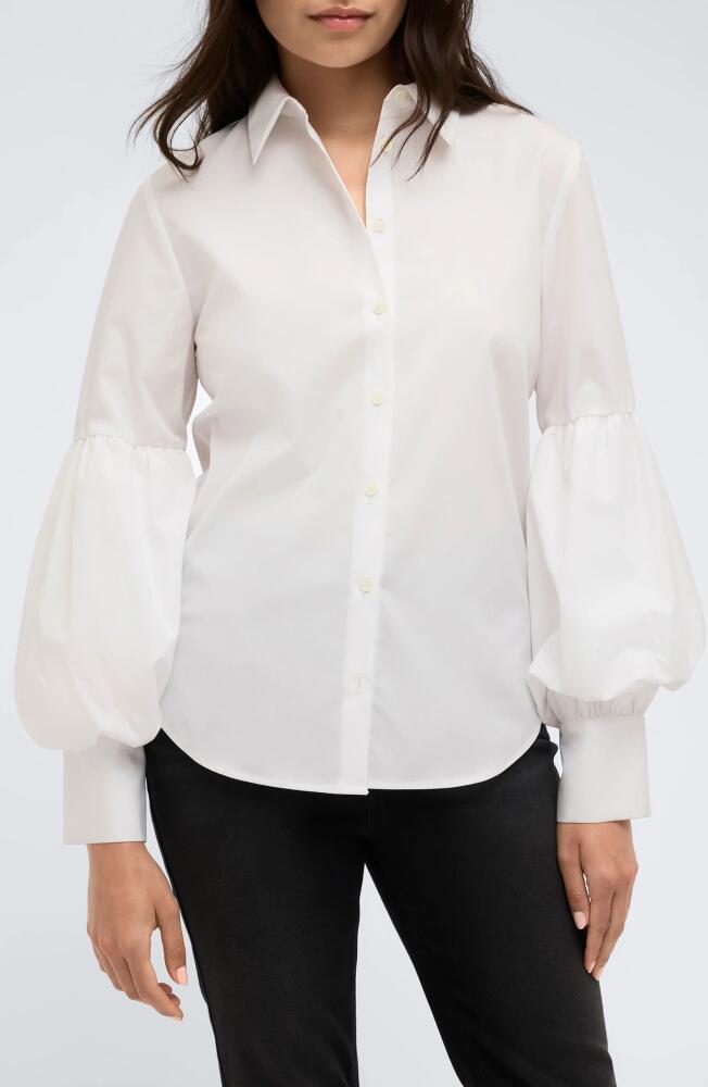 Kenneth Cole Balloon Sleeve Button-Up Shirt in Pure White Cover