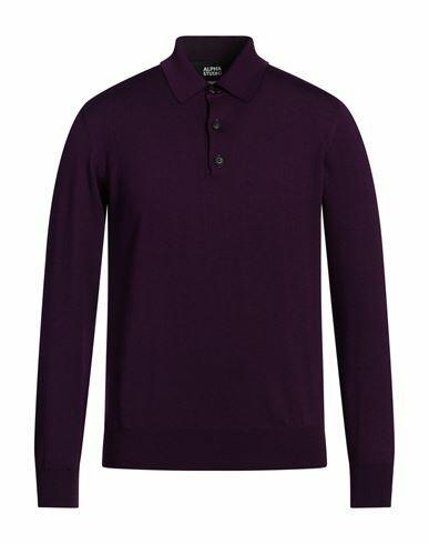 Alpha Studio Man Sweater Purple Merino Wool Cover