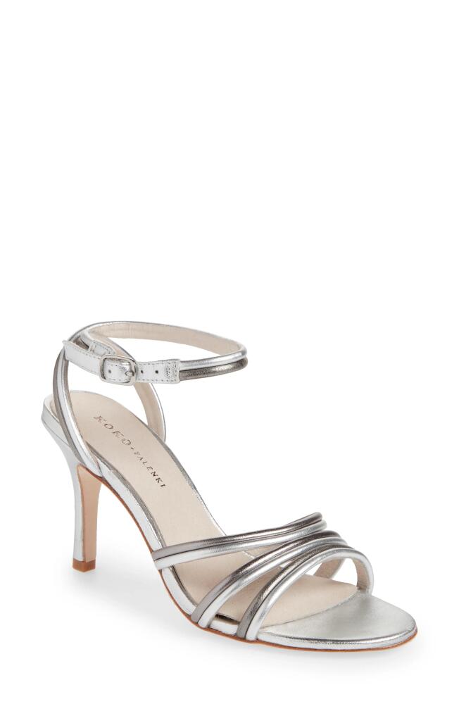 KOKO + PALENKI Odin Ankle Strap Sandal in Silver-Pewter Leather Cover