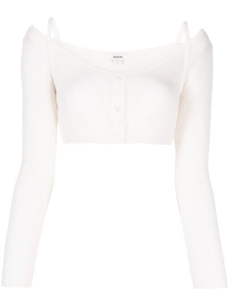 Jason Wu rib-knit long-sleeved crop-top - White Cover