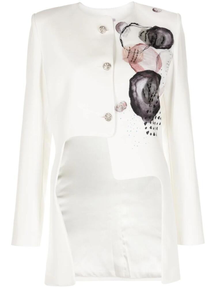 Saiid Kobeisy printed asymmetric jacket - White Cover