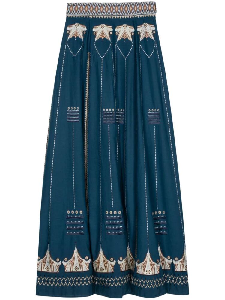 Emporio Sirenuse Camille embroidered maxi skirt - Blue Cover