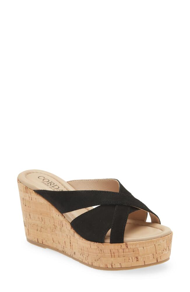 Cordani Devon Platform Wedge Sandal in Black Suede Cover