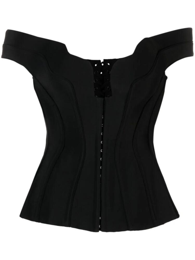 Mugler Impossible Neckline off-shoulder corset - Black Cover