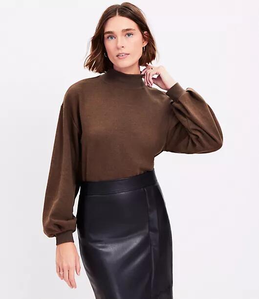 Loft Brushed Mock Neck Sweatshirt Cover