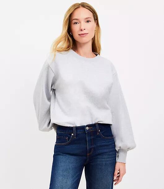 Loft Heathered Puff Sleeve Sweatshirt Cover