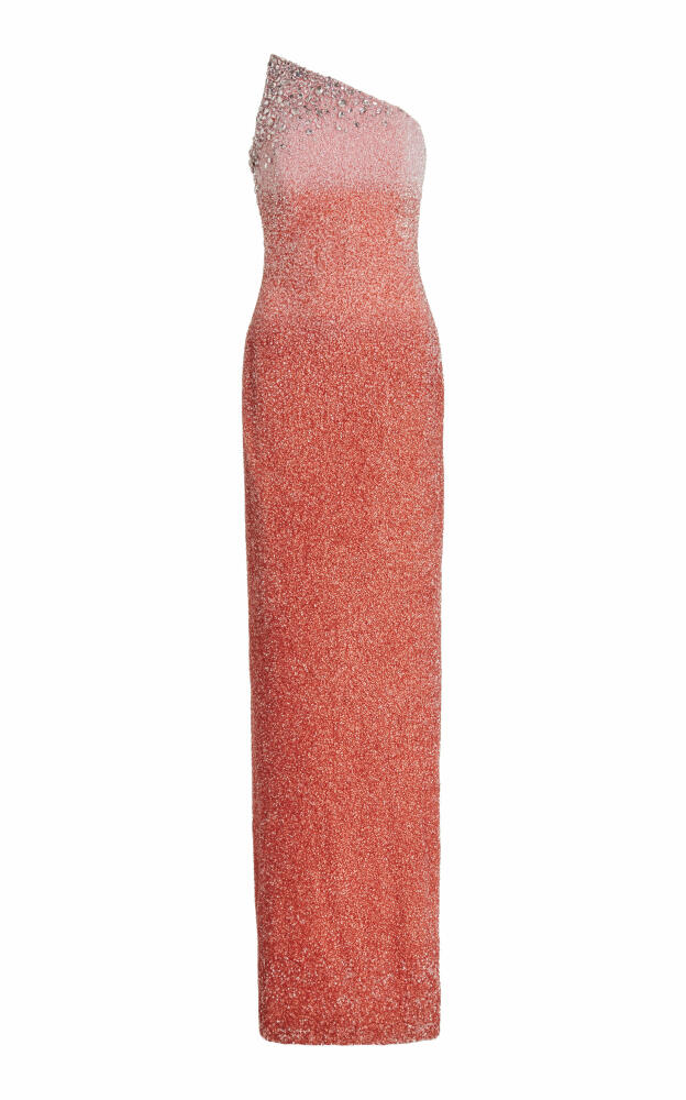 Pamella Roland - Crystal-Embellished Sequined-Knit Strapless Gown - Pink Cover