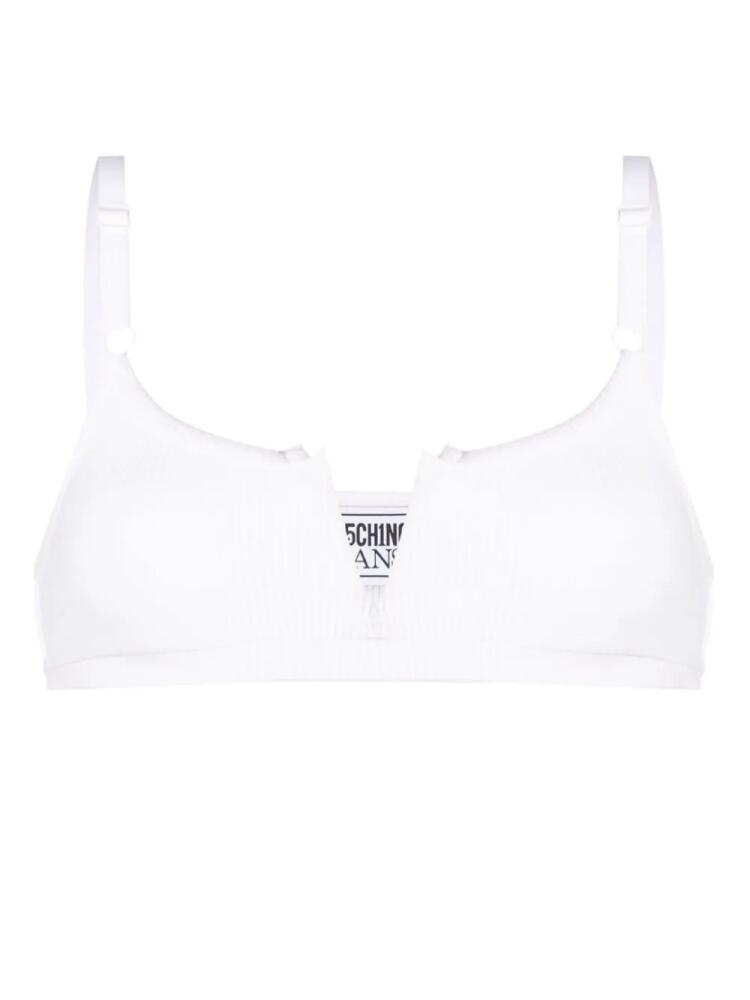 MOSCHINO JEANS split-neck ribbed bra - White Cover