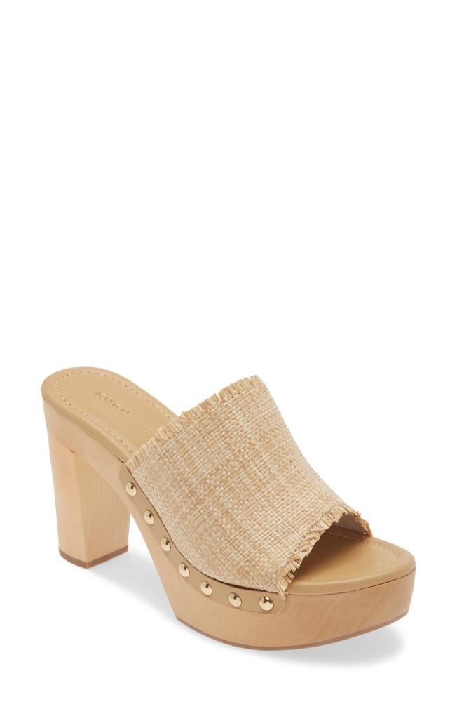 KOKO + PALENKI Jada Platform Slide Sandal in Raffia Cover