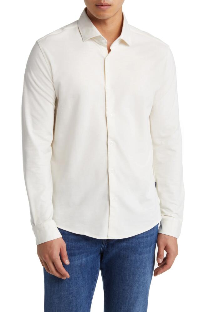 Stone Rose Slub Knit Button-Up Shirt in Off White Cover