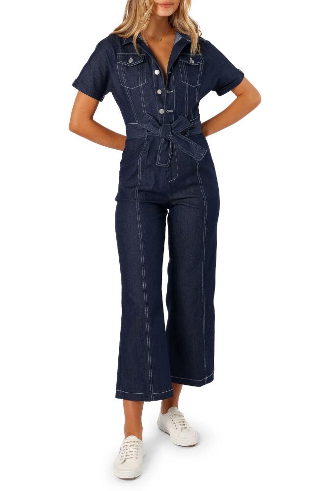 Petal & Pup Short Sleeve Denim Jumpsuit in Dark Denim Cover