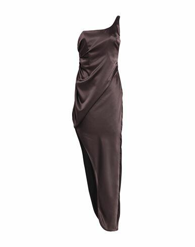 Alessandra Rich Woman Maxi dress Dark brown Silk, Elastane Cover