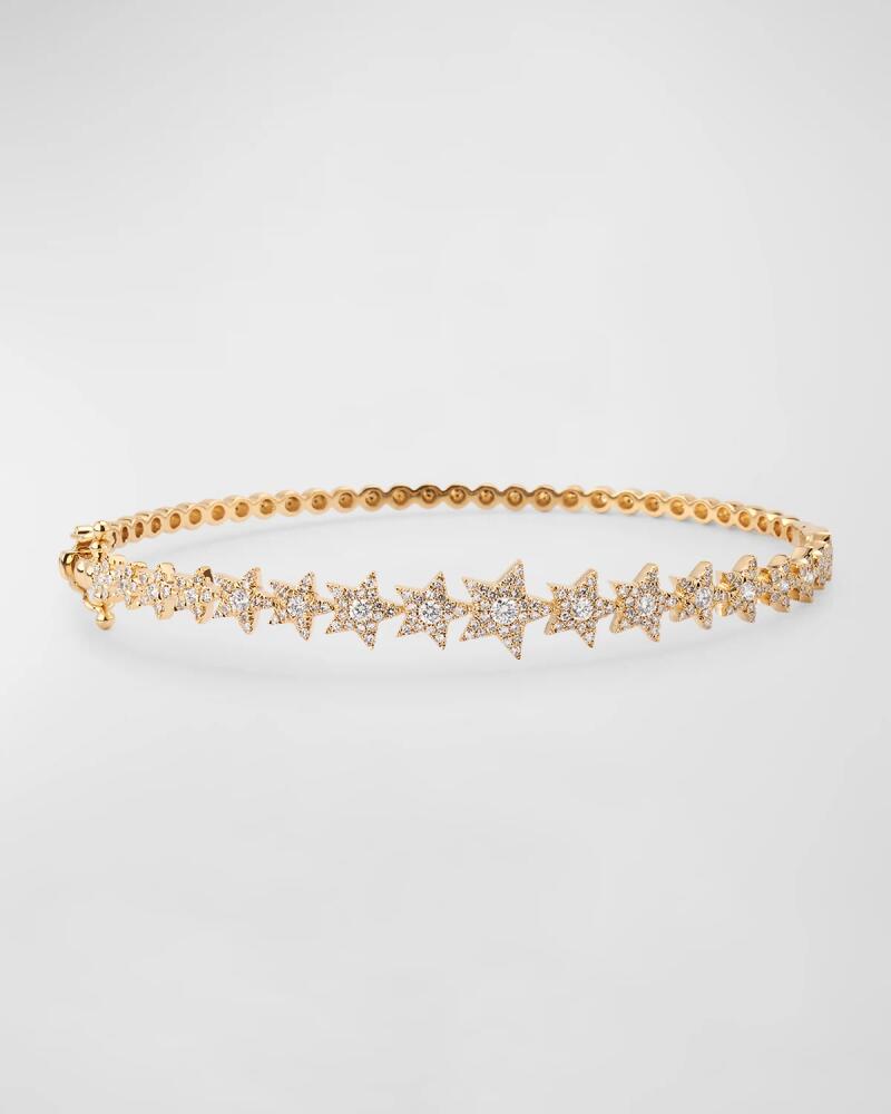 Siena Jewelry 14K Yellow Gold Graduated Diamond Star Bangle Bracelet Cover